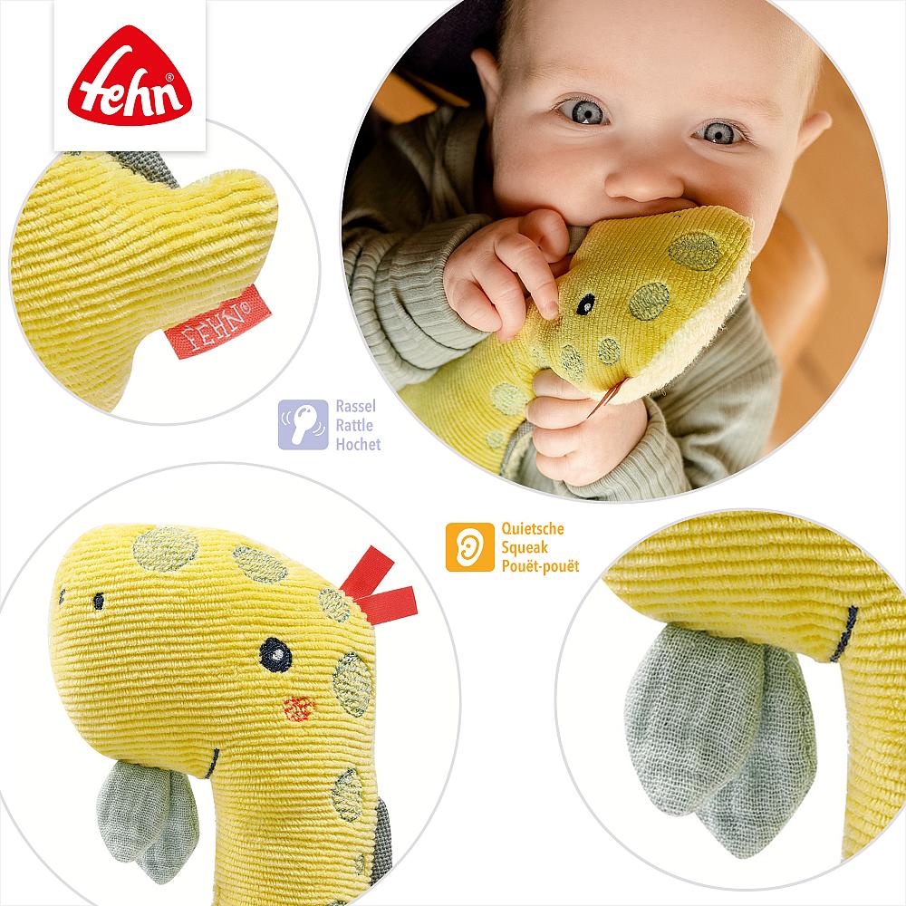 Stabgreifling "Dino Diego" mit Rassel- & Quietschfunktion von Fehn