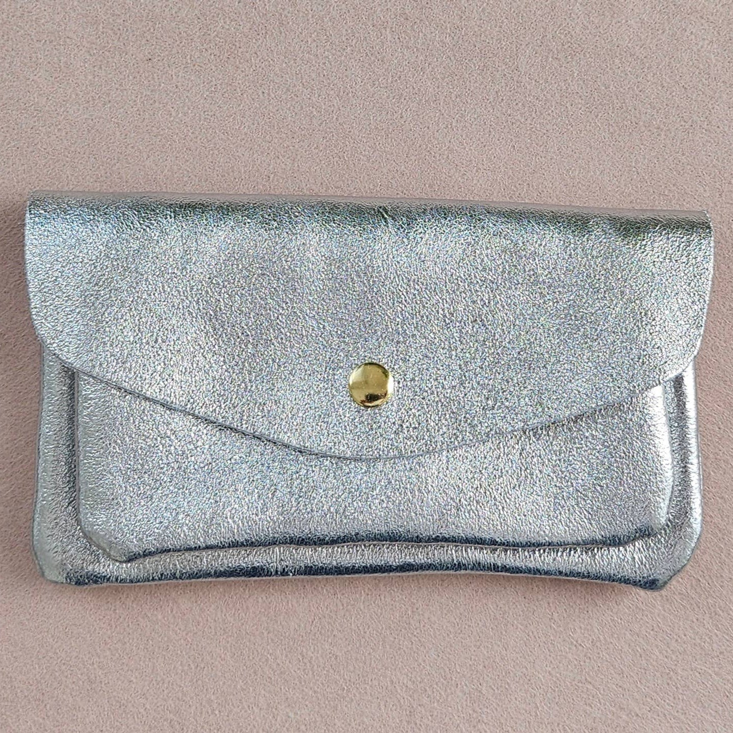 Große Royal Marais Leder-Geldbörse in Silber mit Metallic-Finish