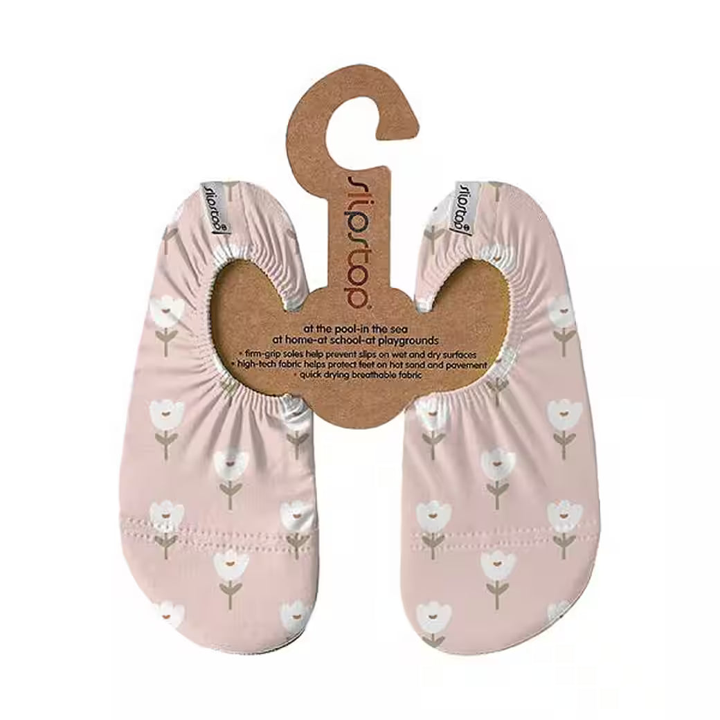 Slip Stop Shoes "Tulip Pink" with floral motif - perfect for water, beach, and more.