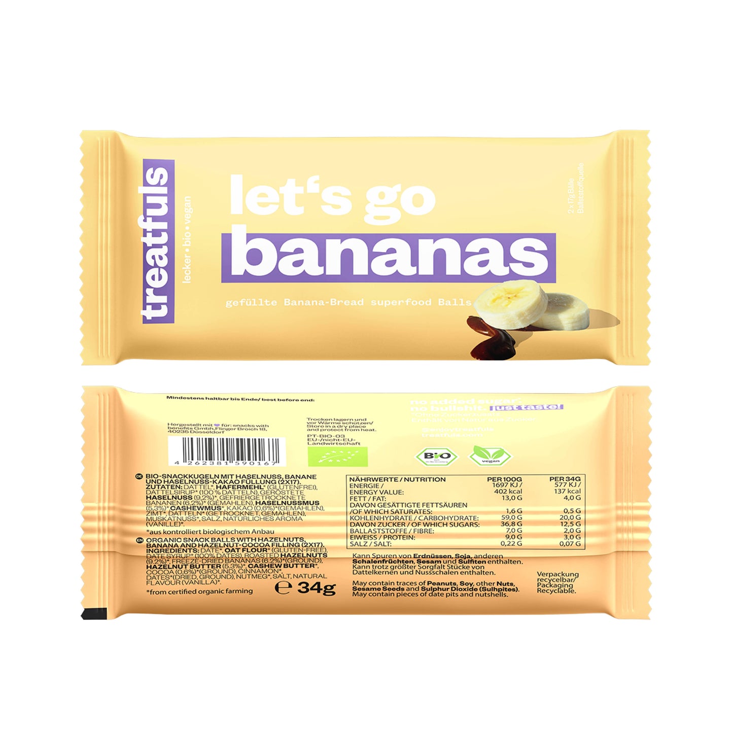 Banana Bread gefüllte Energieballs von Treatfuls