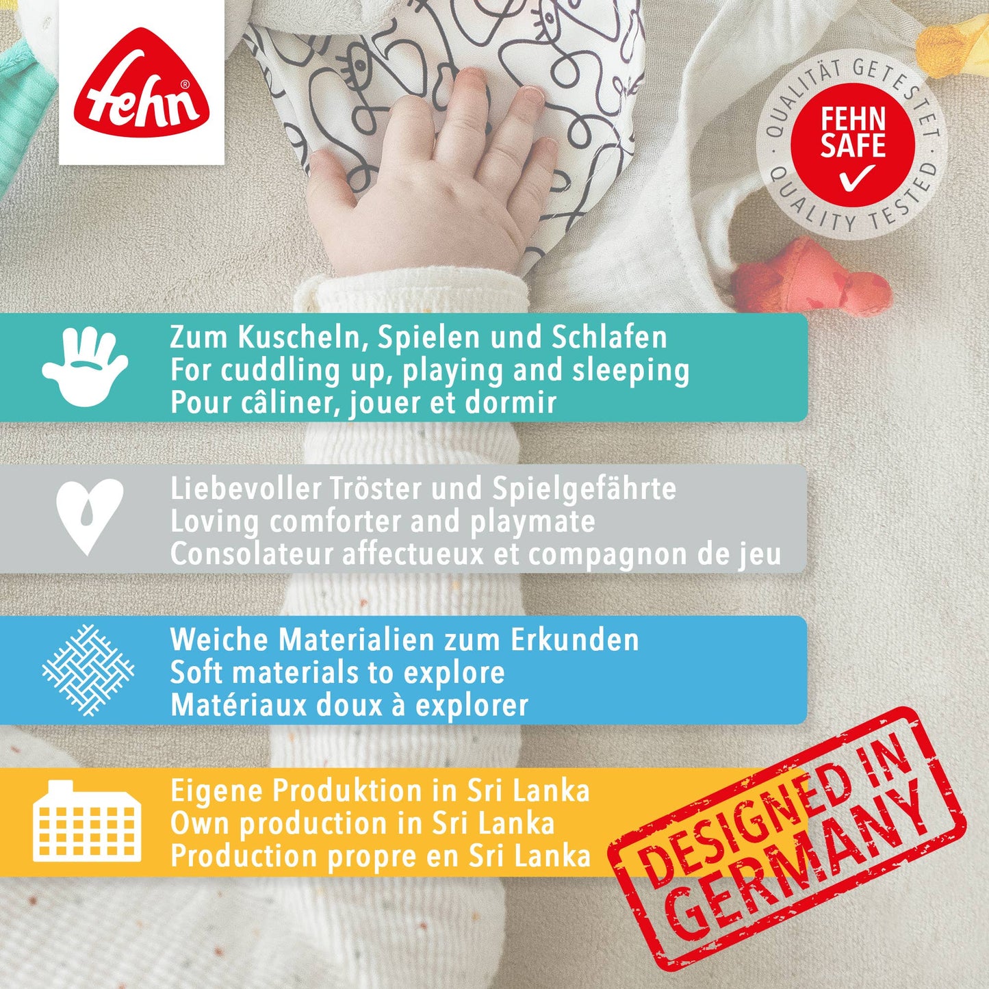 "Lama" Schmusetuch als Einschlafhilfe & Kuscheltuch von Fehn