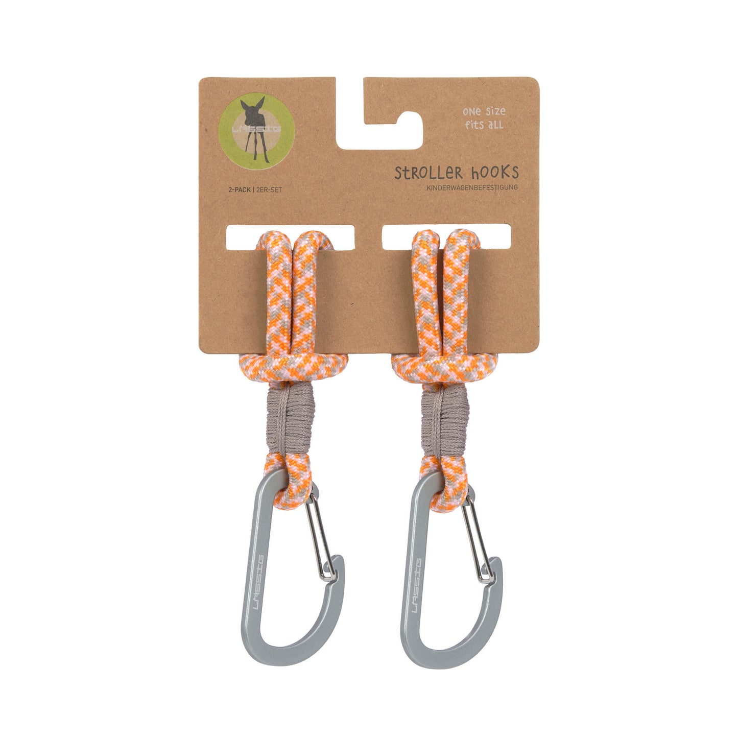 Kinderwagenhaken in Beige/Orange von Lässig, 2er Set