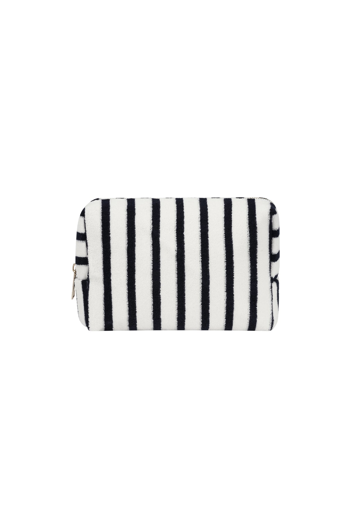 Kosmetiktasche aus Frottee mit Streifen in Schwarz-Weiß, 20x17cm
