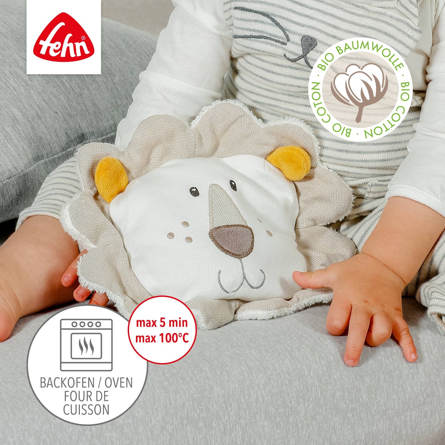 Traubenkernkissen "Löwe" von Fehn - mit entnehmbaren Wärmesäckchen