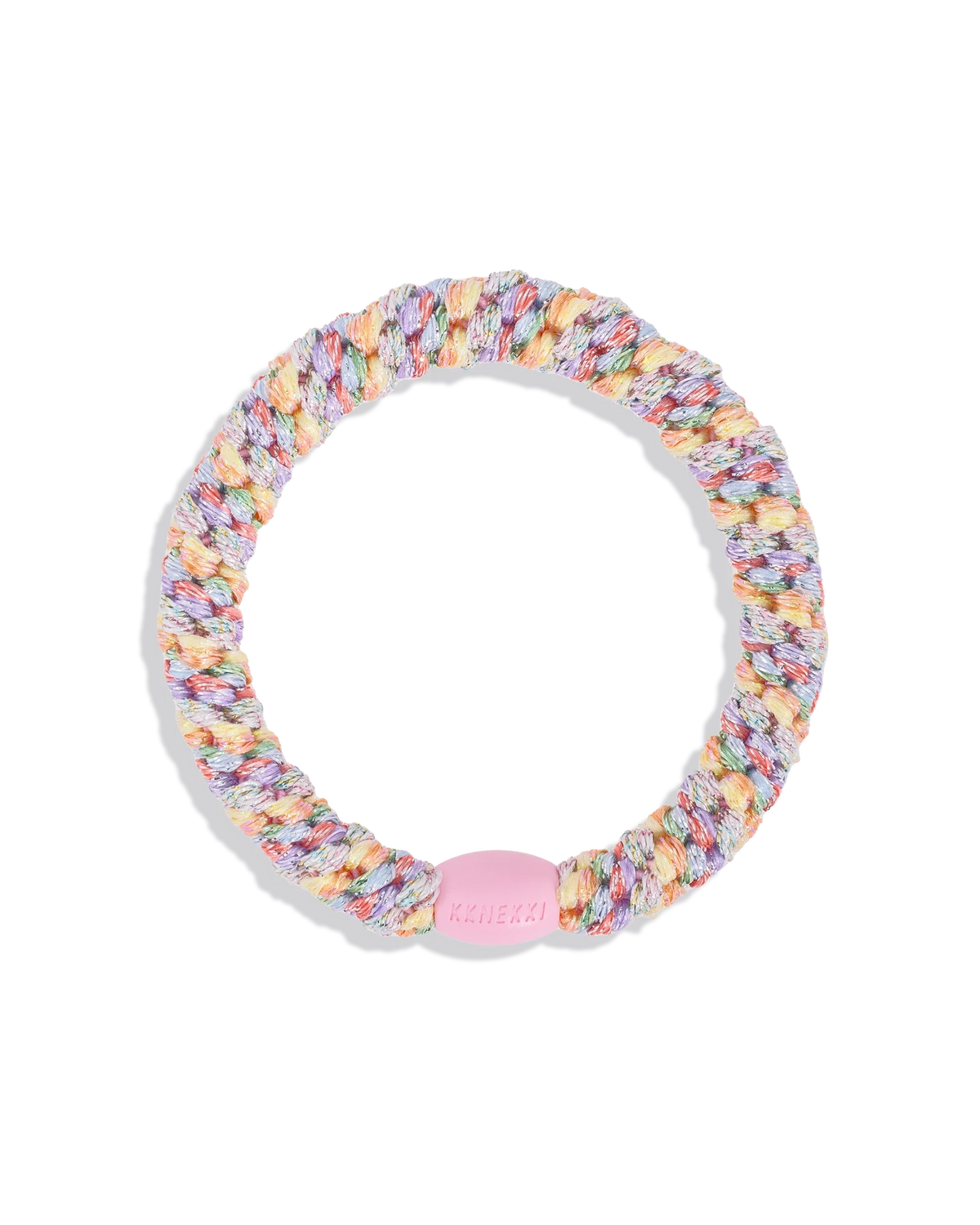 Kknekki Haargummi Pastel Circus Glitter in bunten Pastellfarben mit Glitzer – geflochtenes Spiral-Haargummi für Kinder und Erwachsene