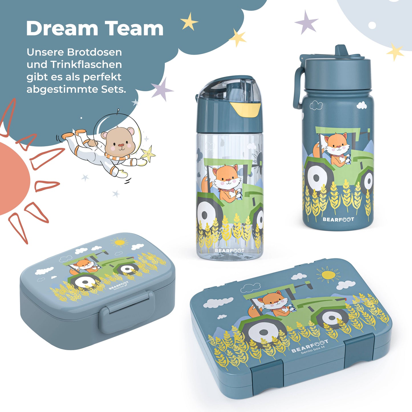 Thermo Trinkflasche mit Traktor Motiv für Kinder