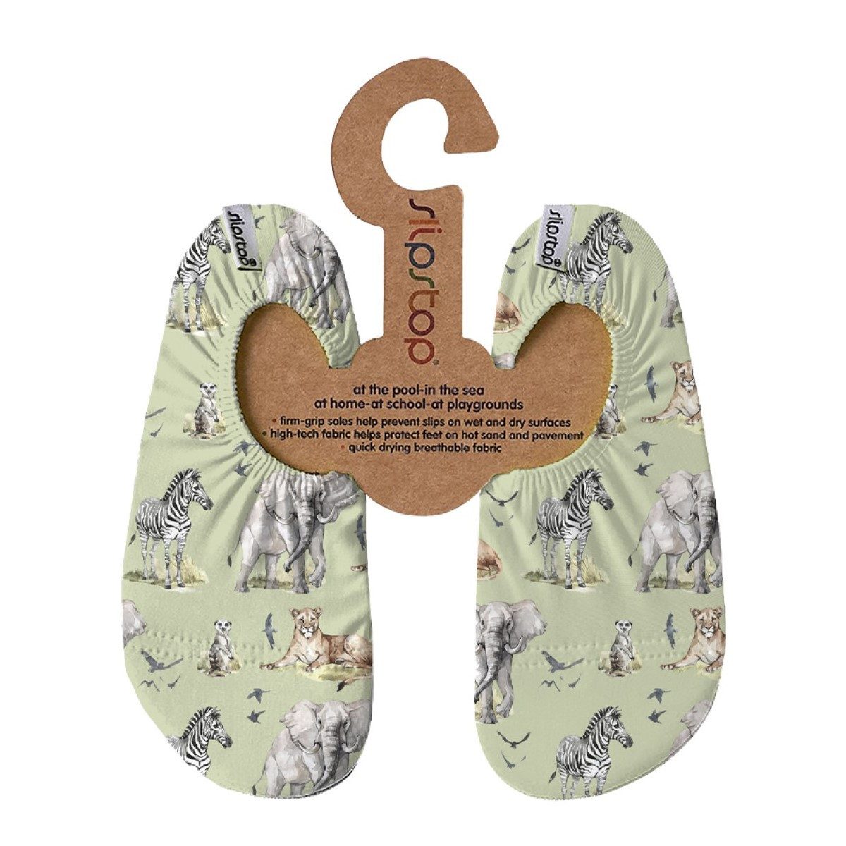 Slip Stop "Kalahari" shoes with safari motif - perfect for water, beach and more.