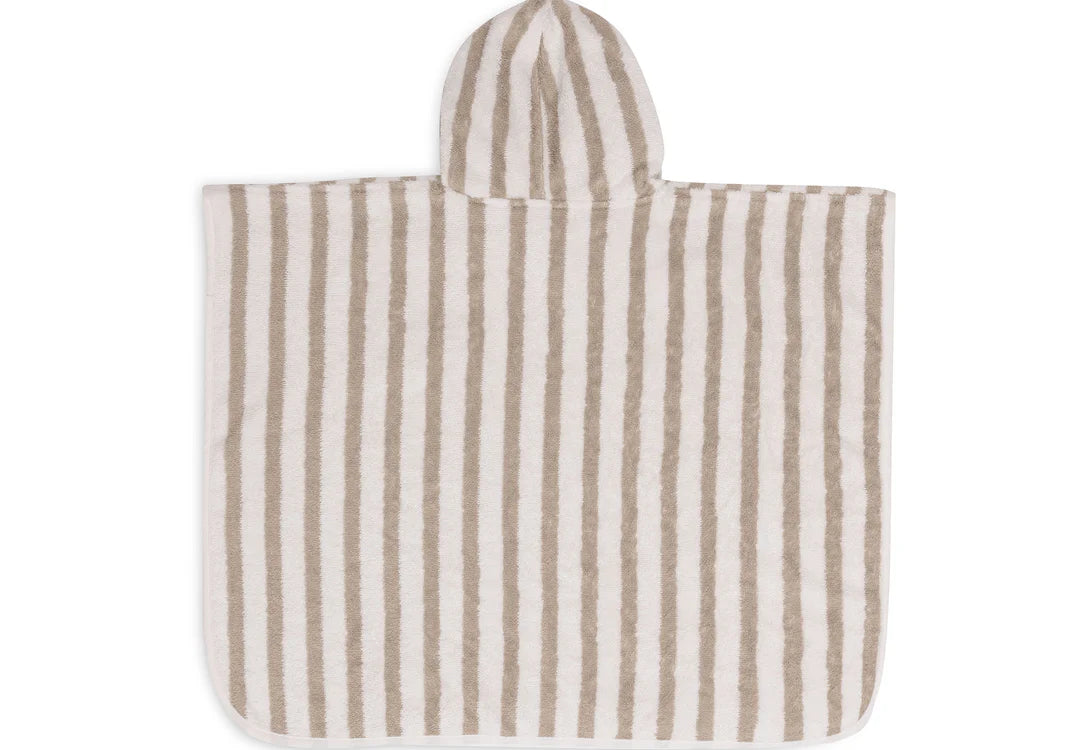 Gestreifter Badeponcho "Olive green" für Kinder, 1-4 Jahre