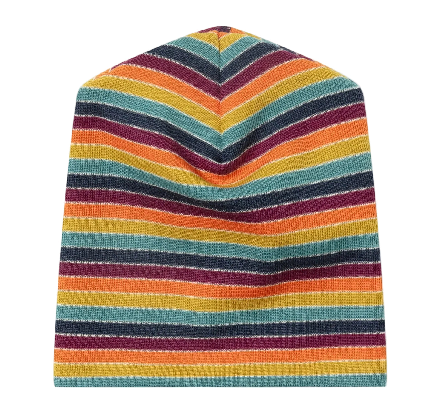 Bunte Mütze mit Streifen aus Wolle/Seide von Engel Natur