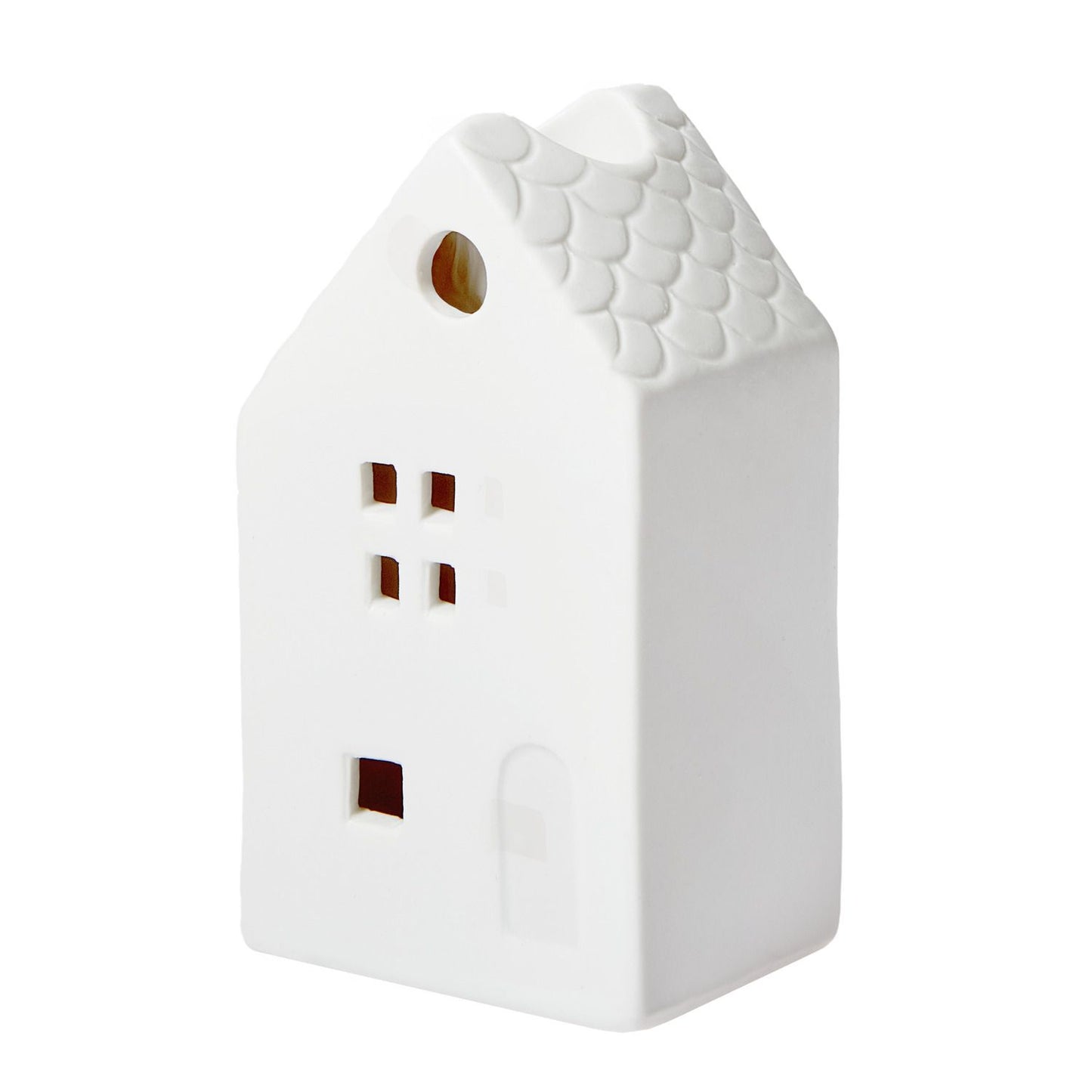 Weißes Deko-Haus als Kerzenhalter von Rico Design