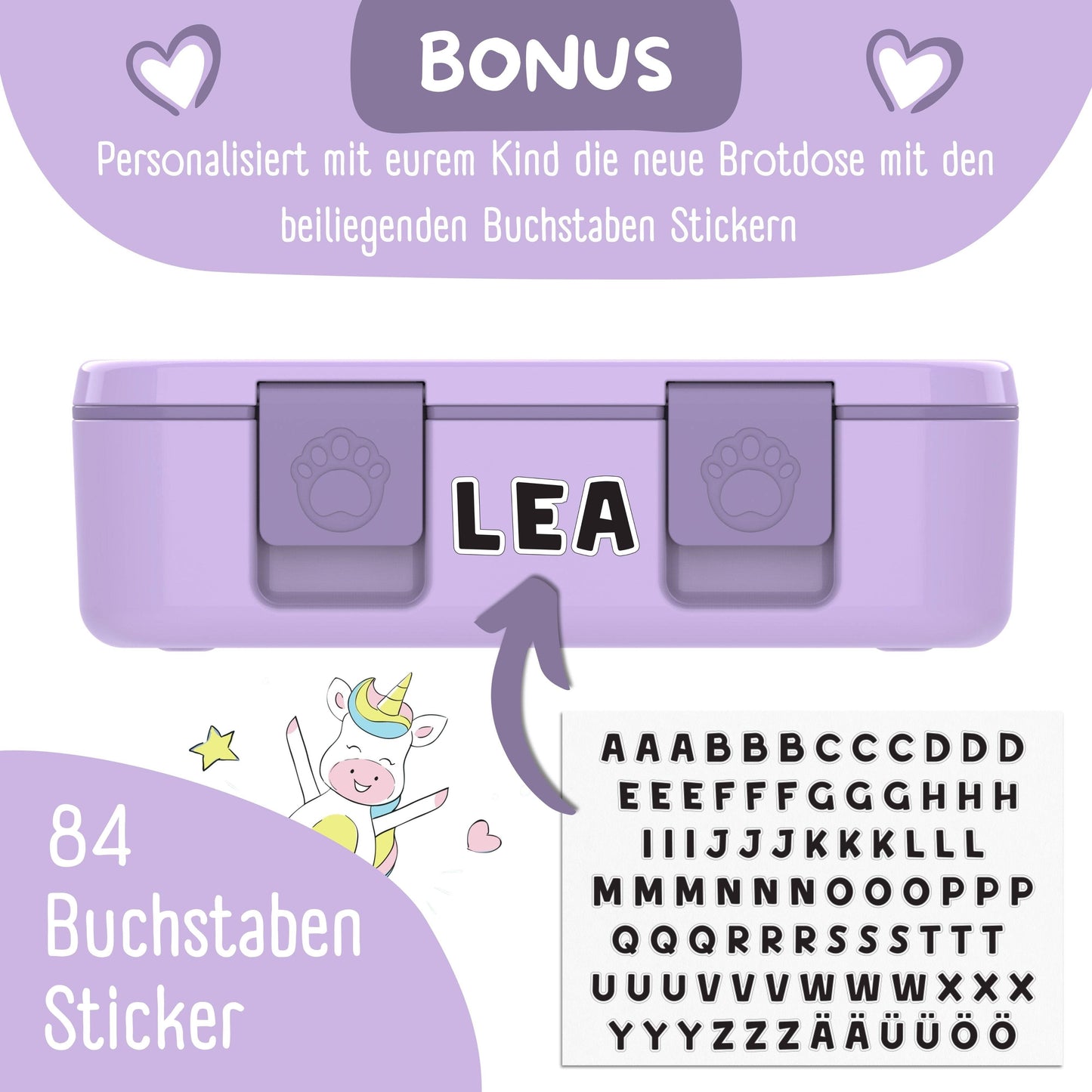 Lila Brotdose mit Fächern, leicht & auslaufsicher