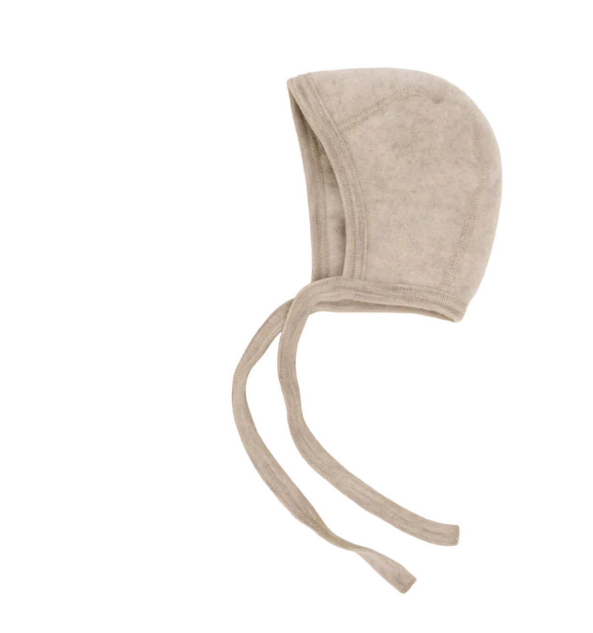 Beige babykapje met striklint in "Sand Melange", diverse maten