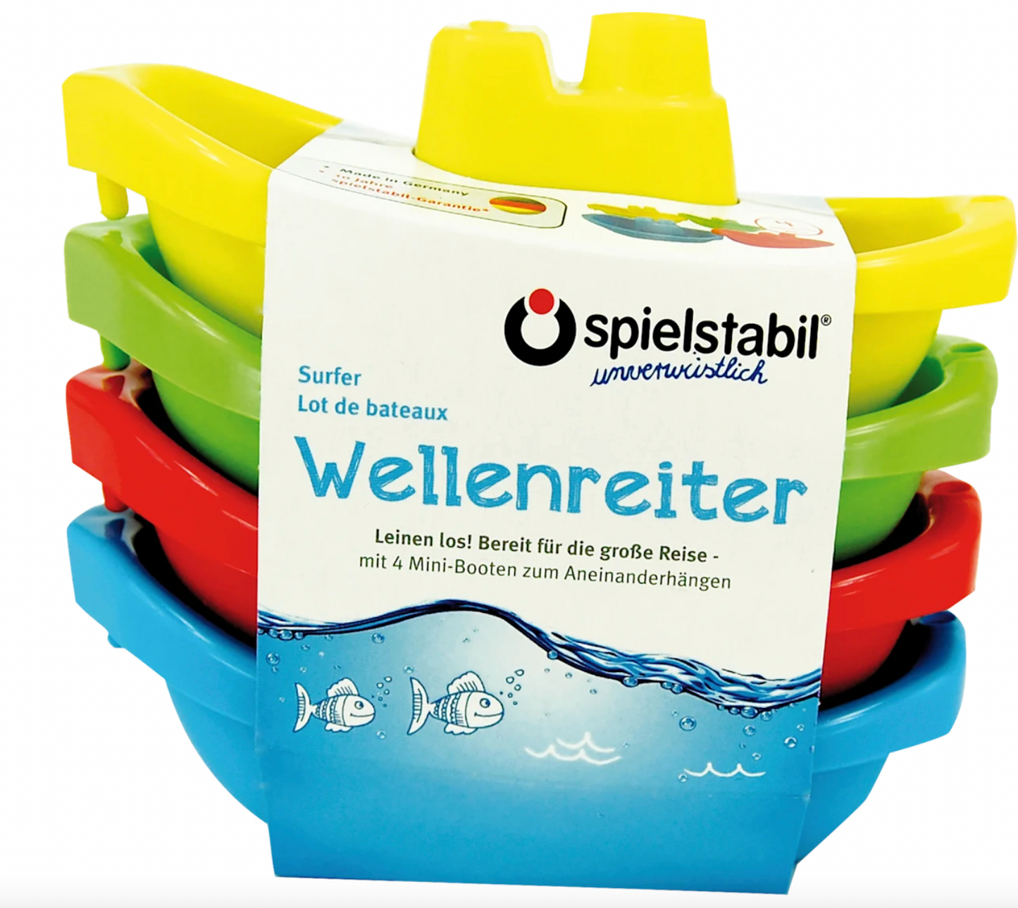 Spielstabil "Wellenreiter" Set mit 4 bunten Booten, 4tlg