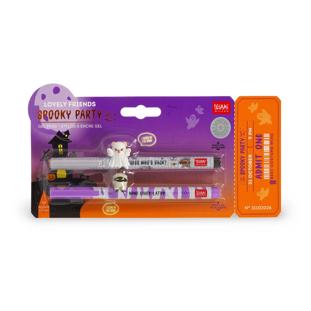 Limitiertes Halloween Set "Spooky Party" von Legami, 2er Set Lovely Friends Gelstifte