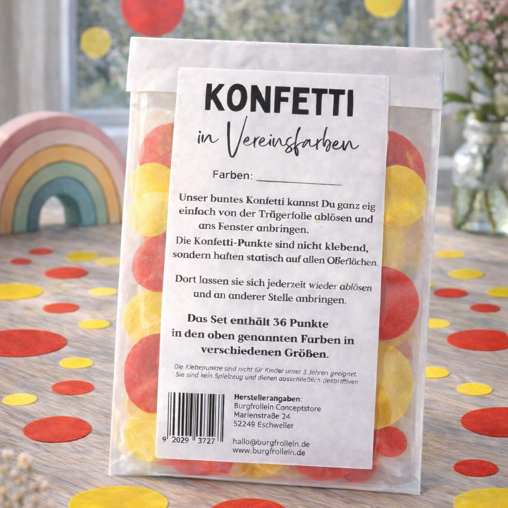Vorbestellung: Wiederverwendbares Fenster-Konfetti in Vereinsfarben
