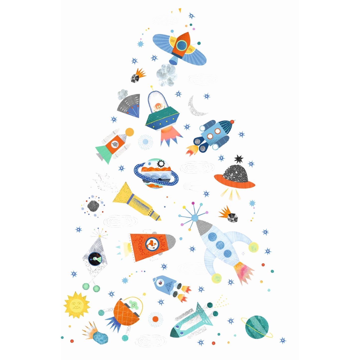 Durchsichtiger Regenschirm mit Weltall-Motiv für Kinder