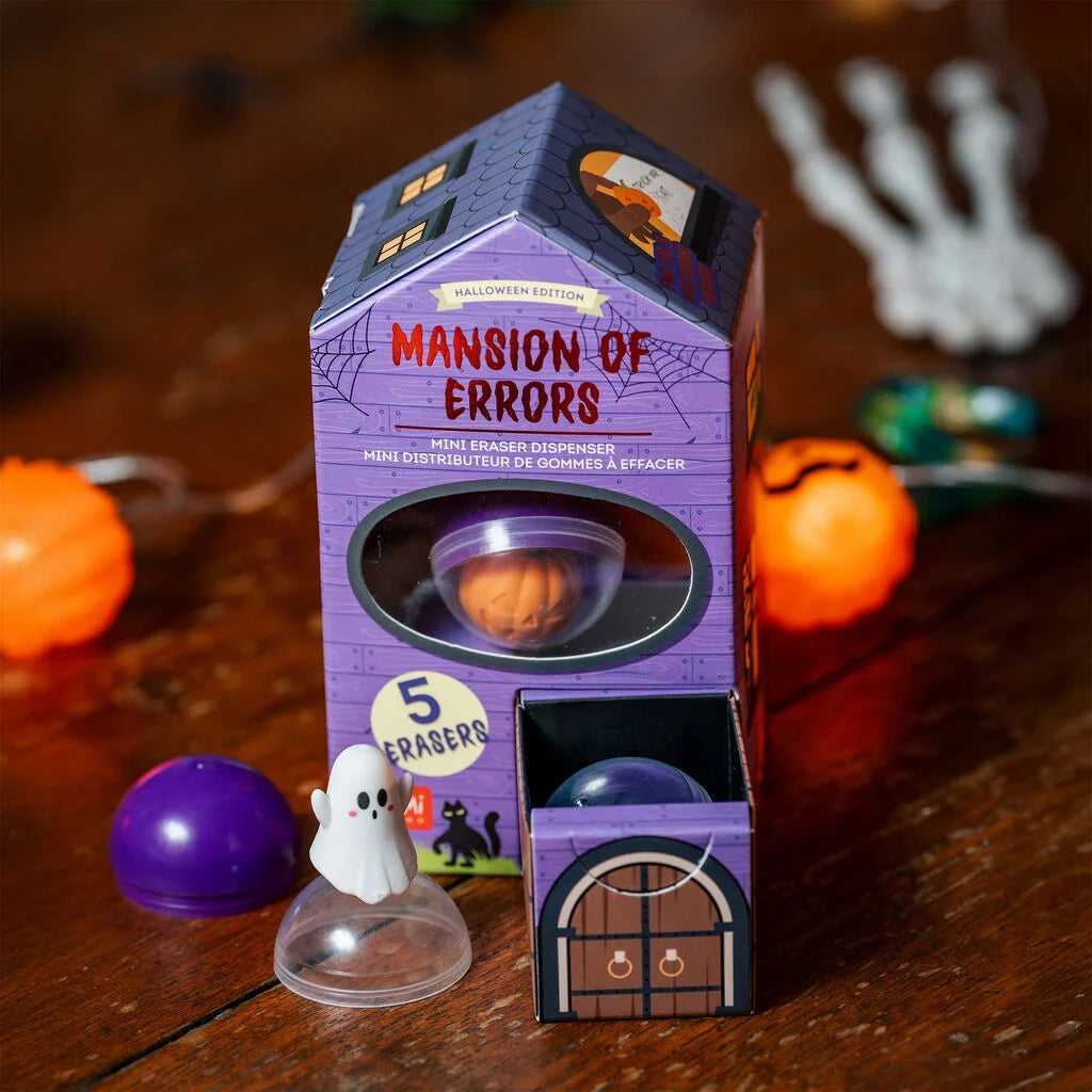 Mini-Radiergummispender "Mansion of Errors" von Legami, enthält 5 Radiergummis