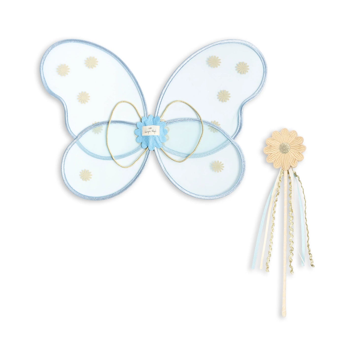 Blaue Feenflügel & Blumen-Zauberstab - das perfekte Verkleidungsset für kleine Feen