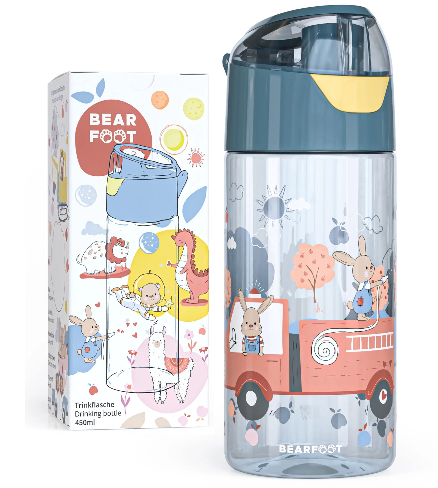 Auslaufsichere Trinkflasche mit Feuerwehr-Motiv für Kinder