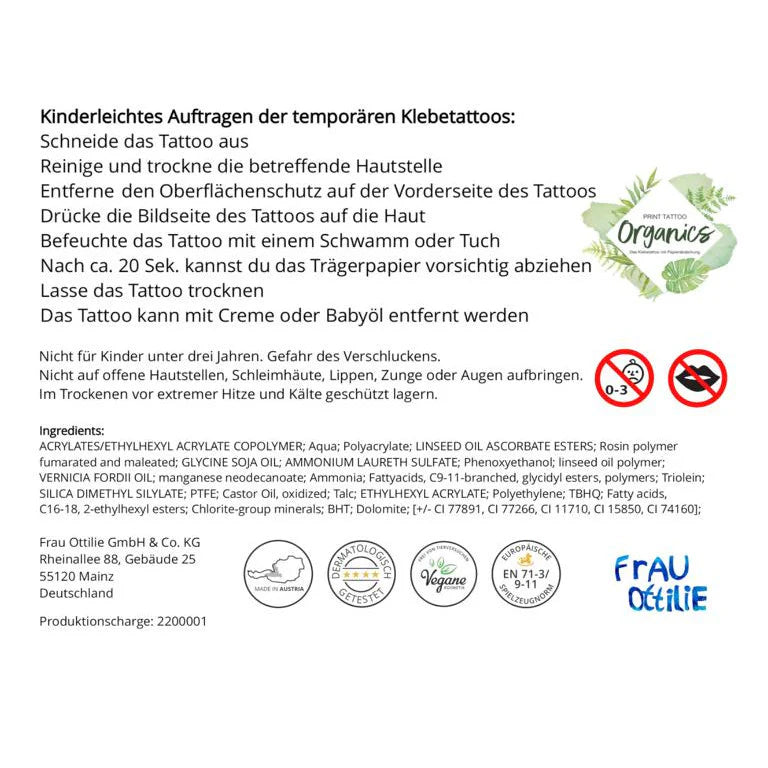 Kindertattoos zum Thema Einschulung von Frau Ottilie