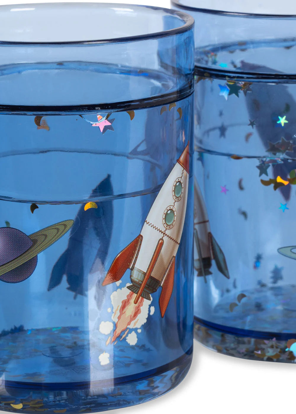 Glitzerbecher "Outer Space" mit Raketen-Motiv von Konges Slojd