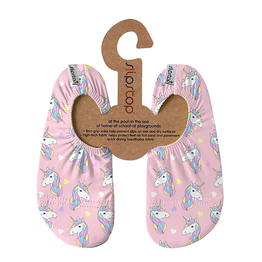 Rosa Slip Stop Schuhe "Mythos" mit Einhornmotiv - perfekt für Wasser, Strand und Co.