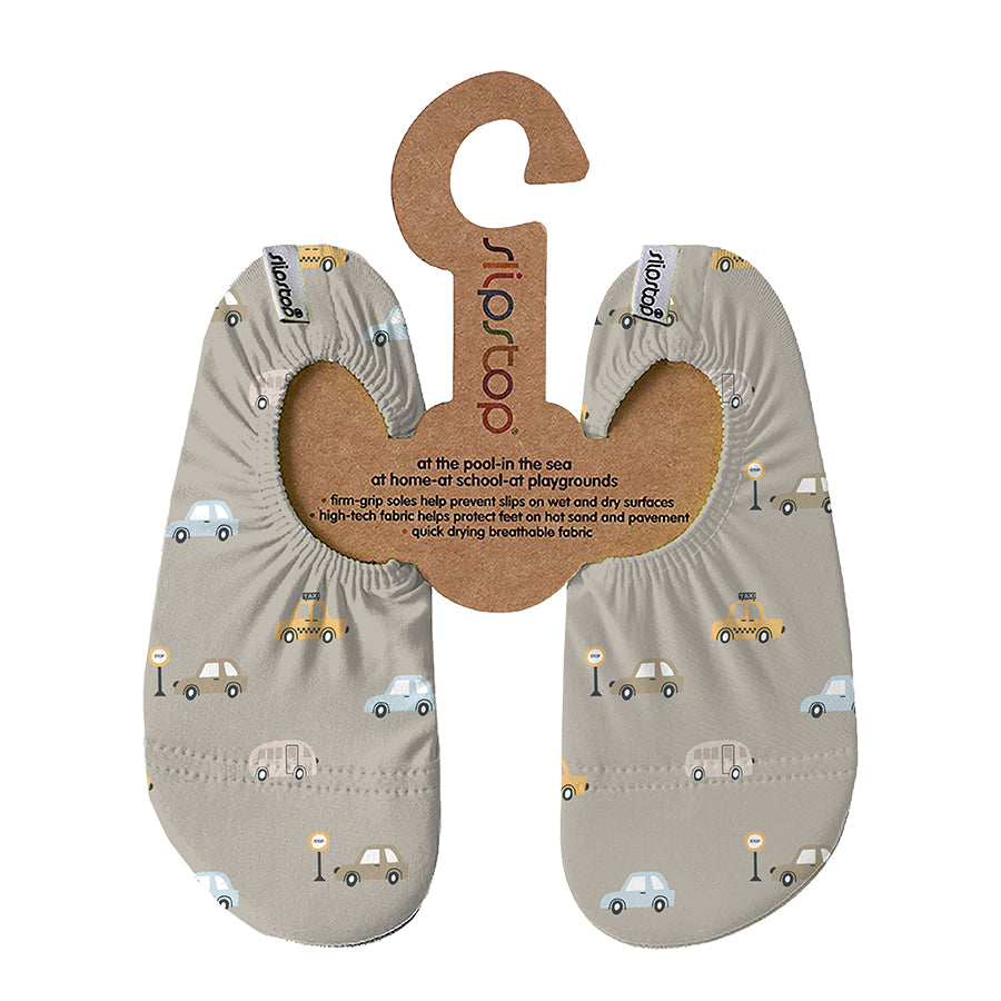Slip Stop Shoes "Cars Naturel" with car motif - perfect for water, beach, and more.