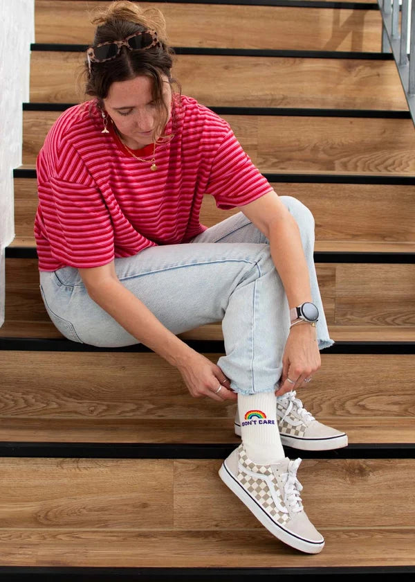 "I don´t care" - beige Tennissocken von J. Clay für Frauen und Männer