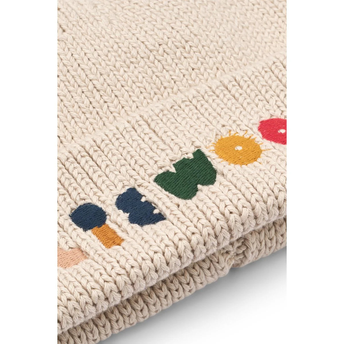 Beige Ezra Strickmütze in "Sandy" mit buntem Stick von Liewood