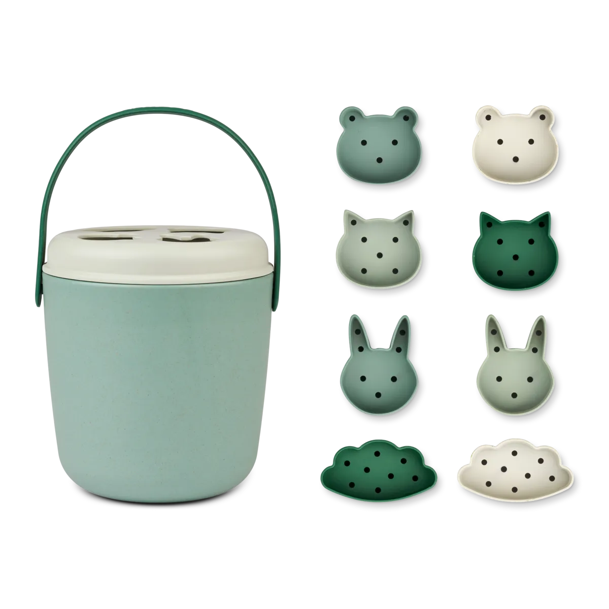 Stabiler Eimer mit Förmchen von Liewood, mintgrün