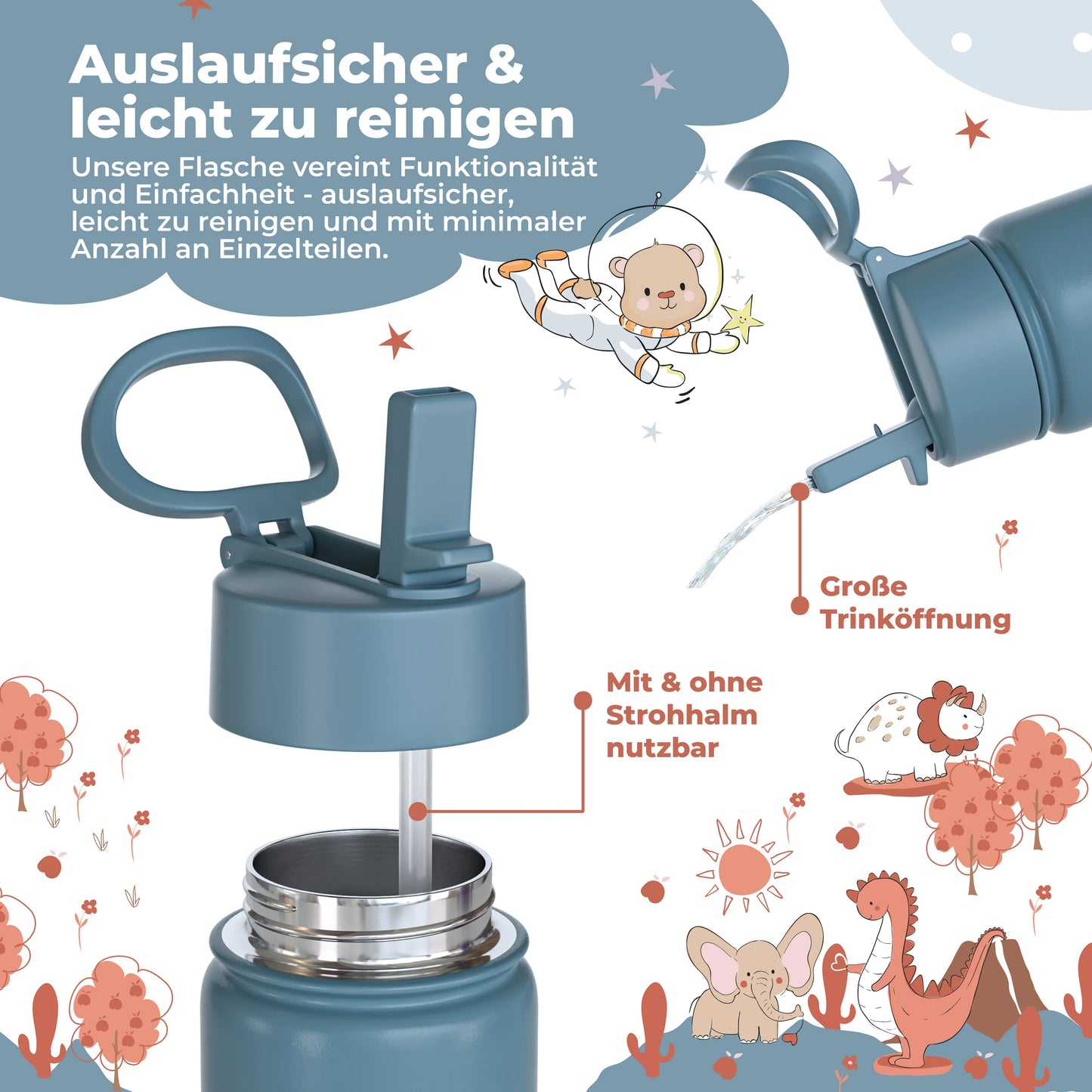 Thermo-Trinkflasche mit Feuerwehr-Motiv für Kinder