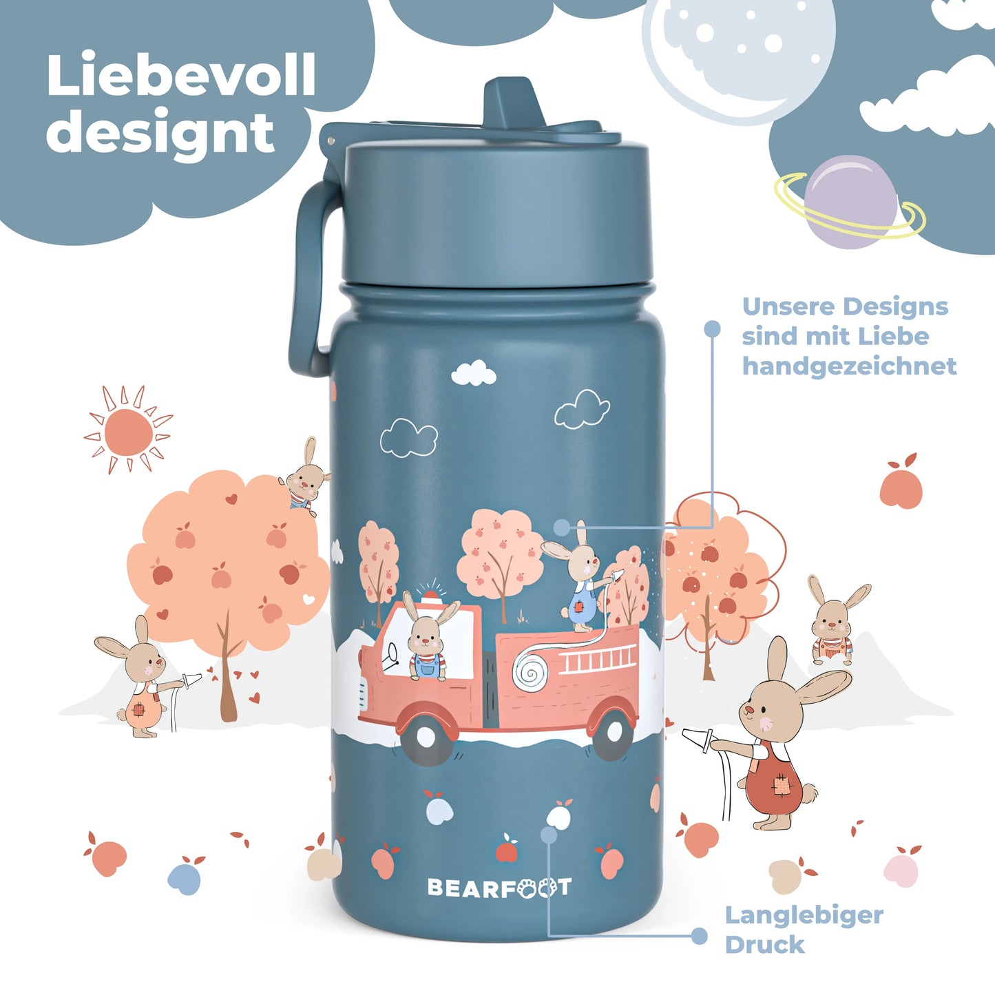 Thermo-Trinkflasche mit Feuerwehr-Motiv für Kinder
