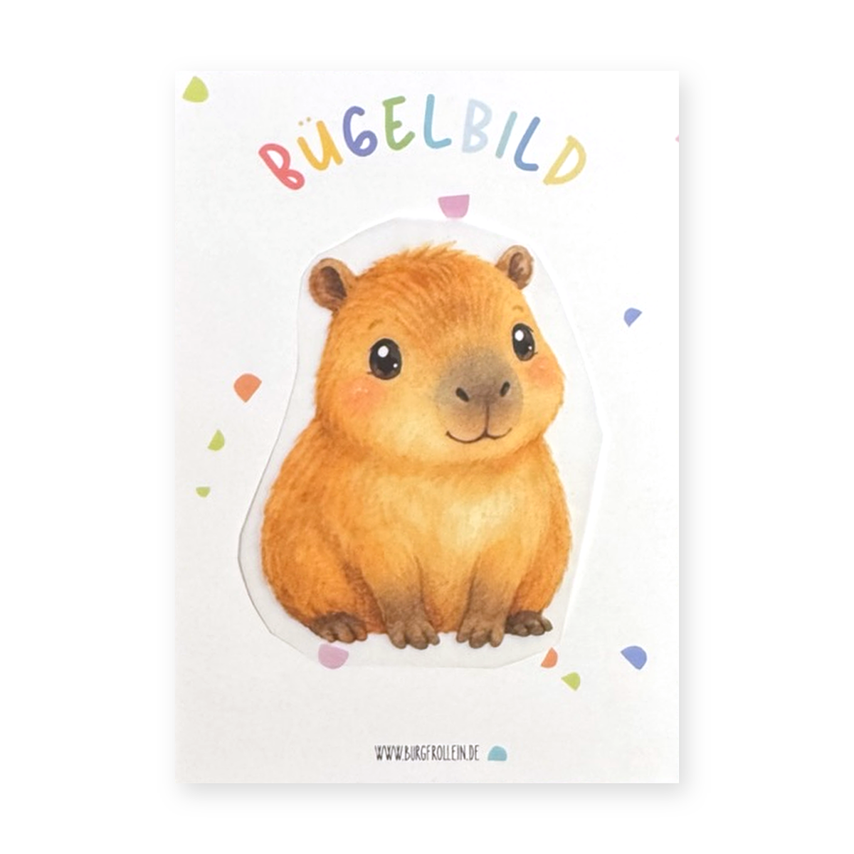 Bügelbild "Capybara" zum Aufbügeln (A6) – Tier-Aufbügelmotiv für Kinderkleidung von Burgfrollein
