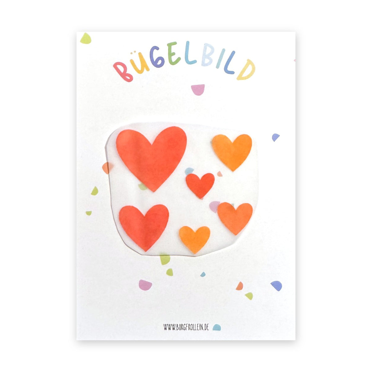 Bügelbild "Herzen, 6er Set" zum Aufbügeln (A6) – Herz-Aufbügelmotive für Kinderkleidung von Burgfrollein