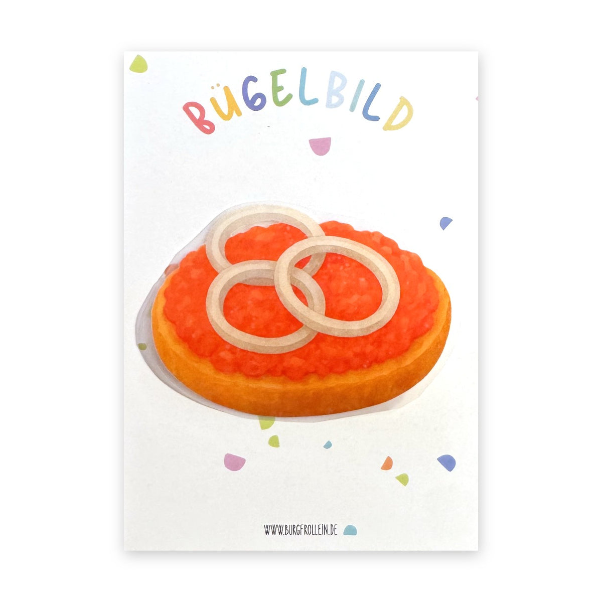 Bügelbild "Mettbrötchen" zum Aufbügeln (A6) – Food-Aufbügelmotiv für Shirts und Taschen, witzige Geschenkidee von Burgfrollein