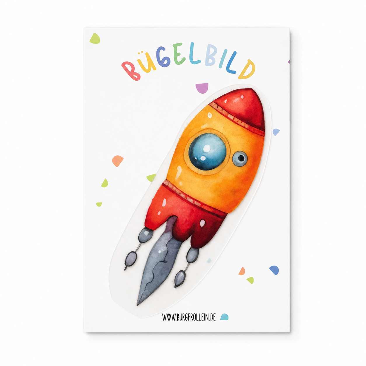 Bügelbild "Rakete" zum Aufbügeln (A6) – Weltall-Aufbügelmotiv für Kinderkleidung von Burgfrollein