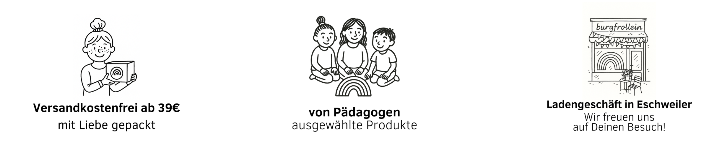 Burgfrollein Concept Store Banner Desktop – Versandkostenfrei ab 39€, von Pädagogen ausgewählte Produkte, Ladengeschäft in Eschweiler