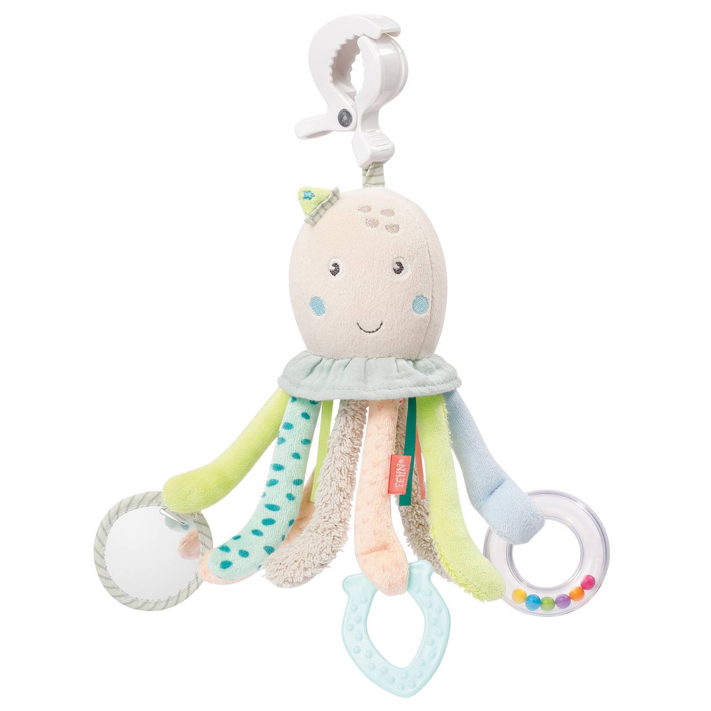 Activitiy Spielzeug "Oktopus" von Fehn - mit Glöckchen, Rassel, Spiegel und Mehr