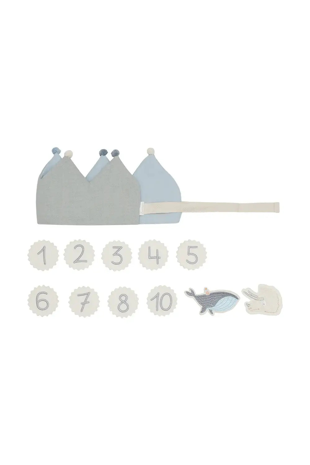 Blaue Geburtstagskrone "Blue" mit Patches von 1-10 von Leevje