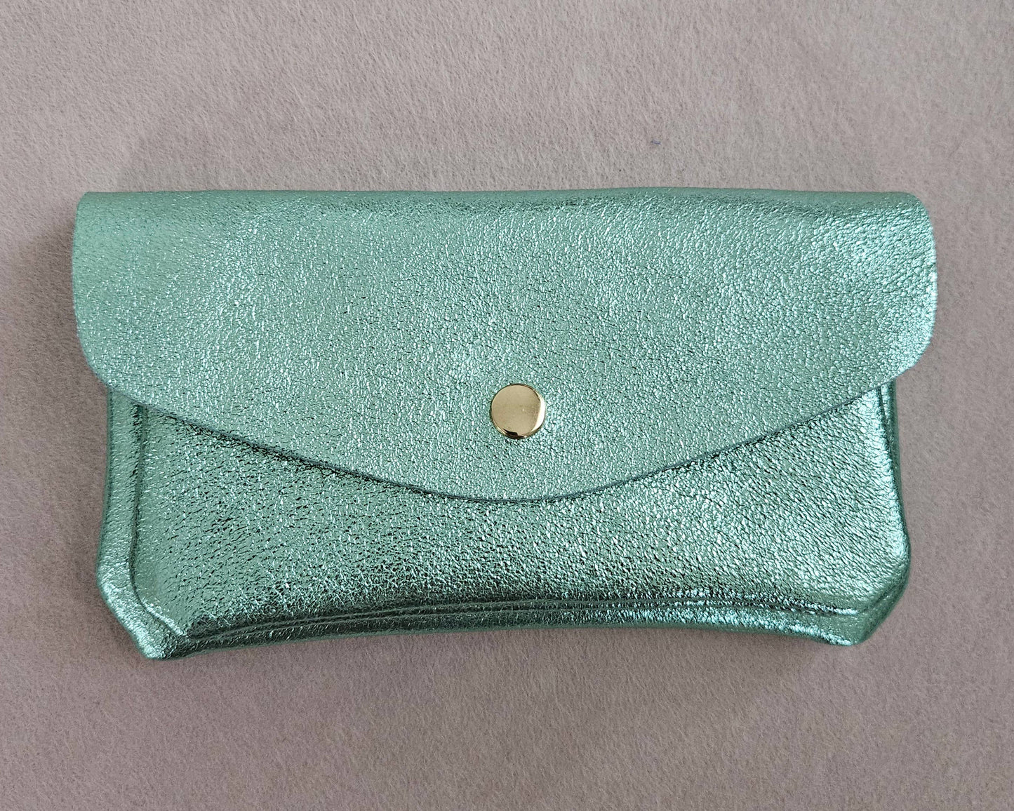 Große Royal Marais Leder-Geldbörse in Mint mit Metallic-Finish