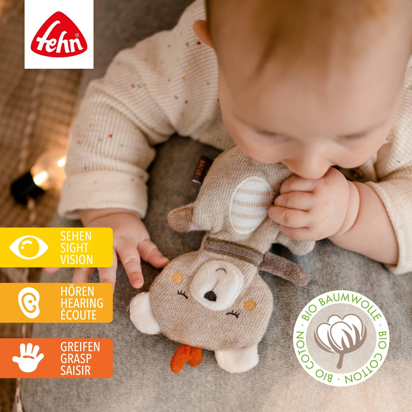 Knistertier "Teddy" von Fehn - Schöne Geschenkidee zur Geburt