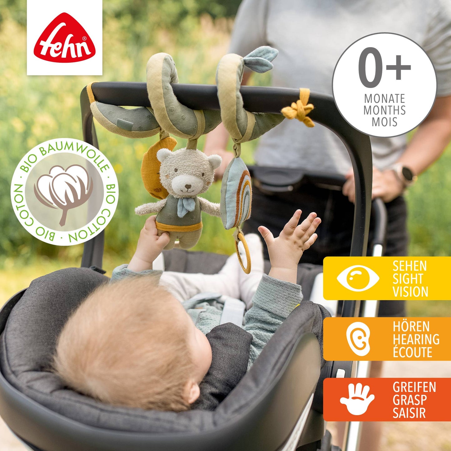 Activity-Spirale "Bär" von Fehn - perfekt als Spielzeug für Kinderwagen, Babyschale oder Gitterbett