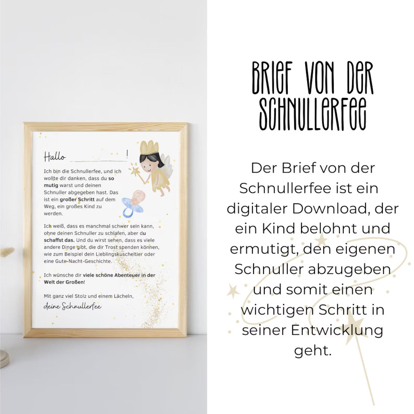 DIGITALE DATEI: Brief von der Schnullerfee zur Schnullerentwöhnung