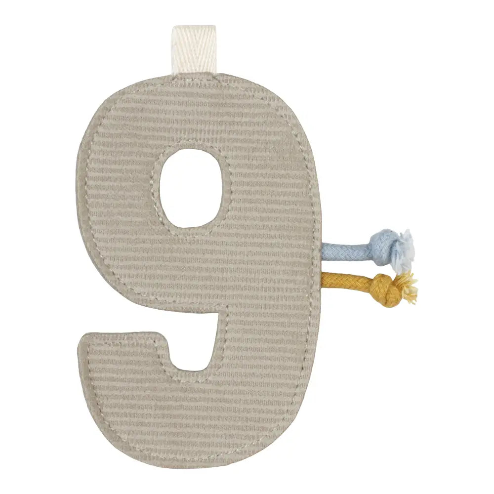Little Dutch Geburtstagsgirlande Zahl 9 in Beige-Natur aus Stoff – einzelnes Girlanden-Element zum Nachkaufen und Erweitern bei Burgfrollein