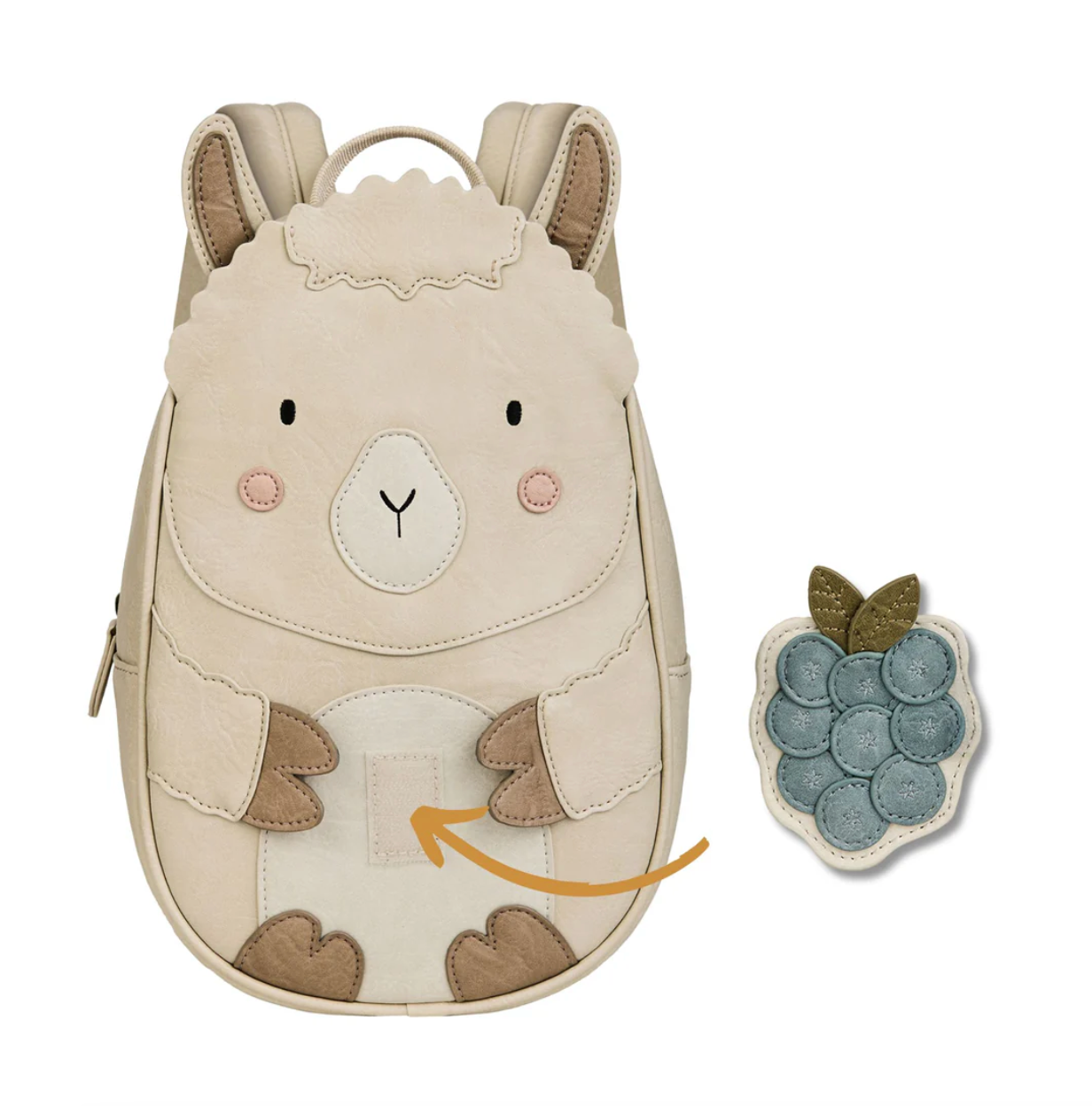 Little Who Rucksack Alpaka Lille groß mit abnehmbarem Patch – Kinderrucksack für Kita und Ausflug