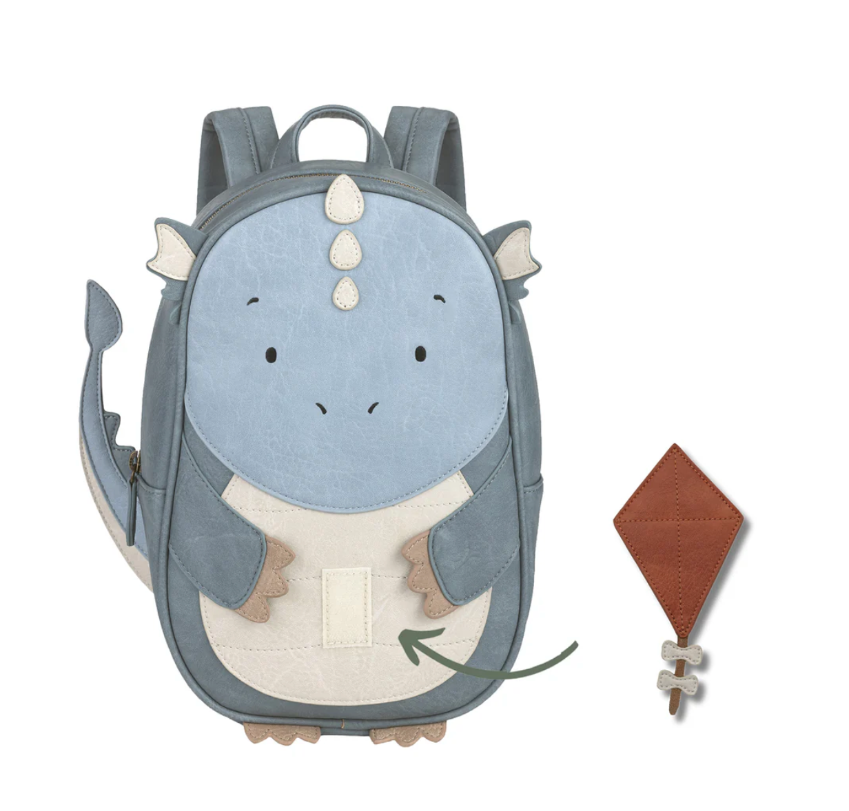 Little Who Rucksack Drache Snorre groß mit abnehmbarem Patch – Kinderrucksack für Kita und Ausflug