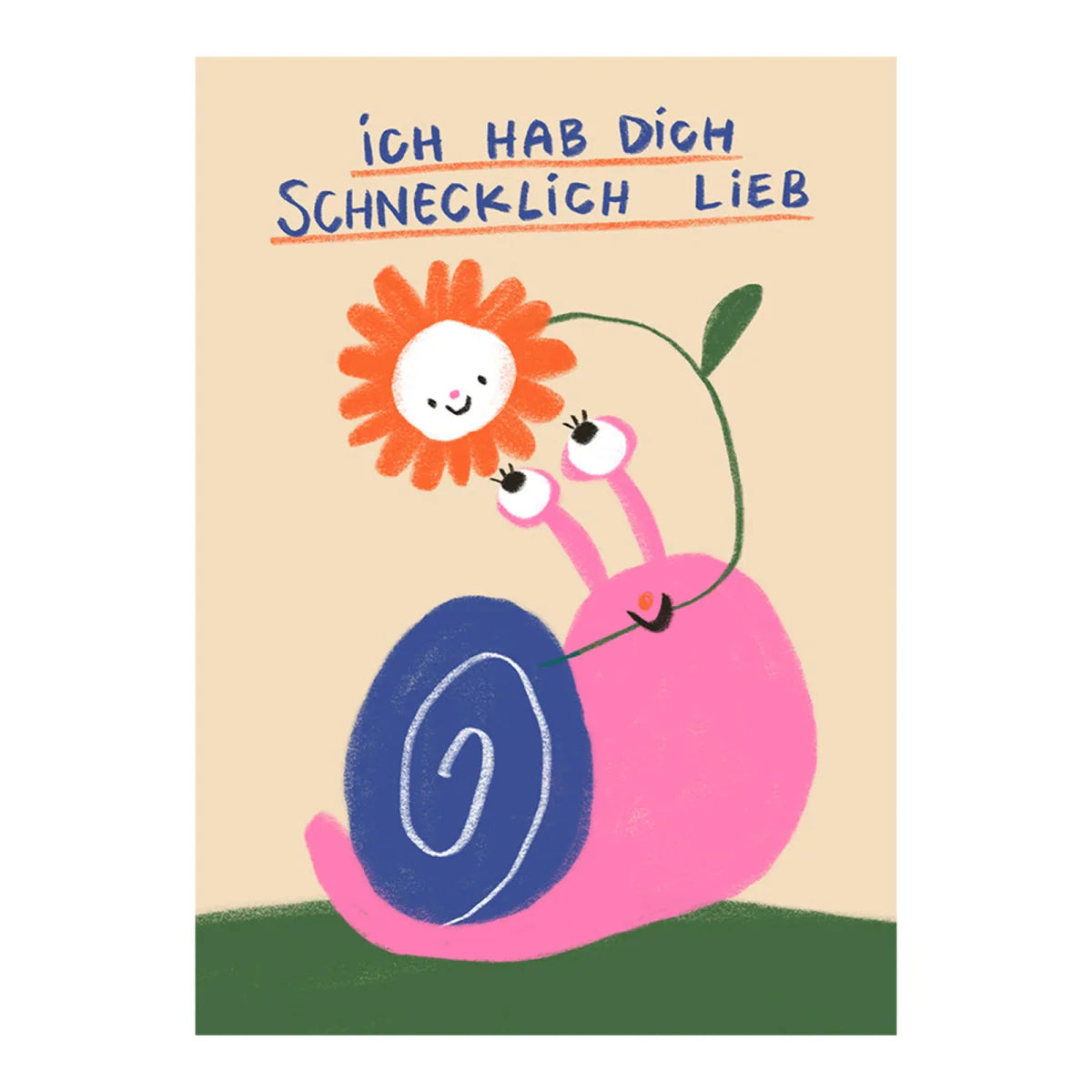 Postkarte "Ich hab dich schnecklich lieb" von Slinga Illustration