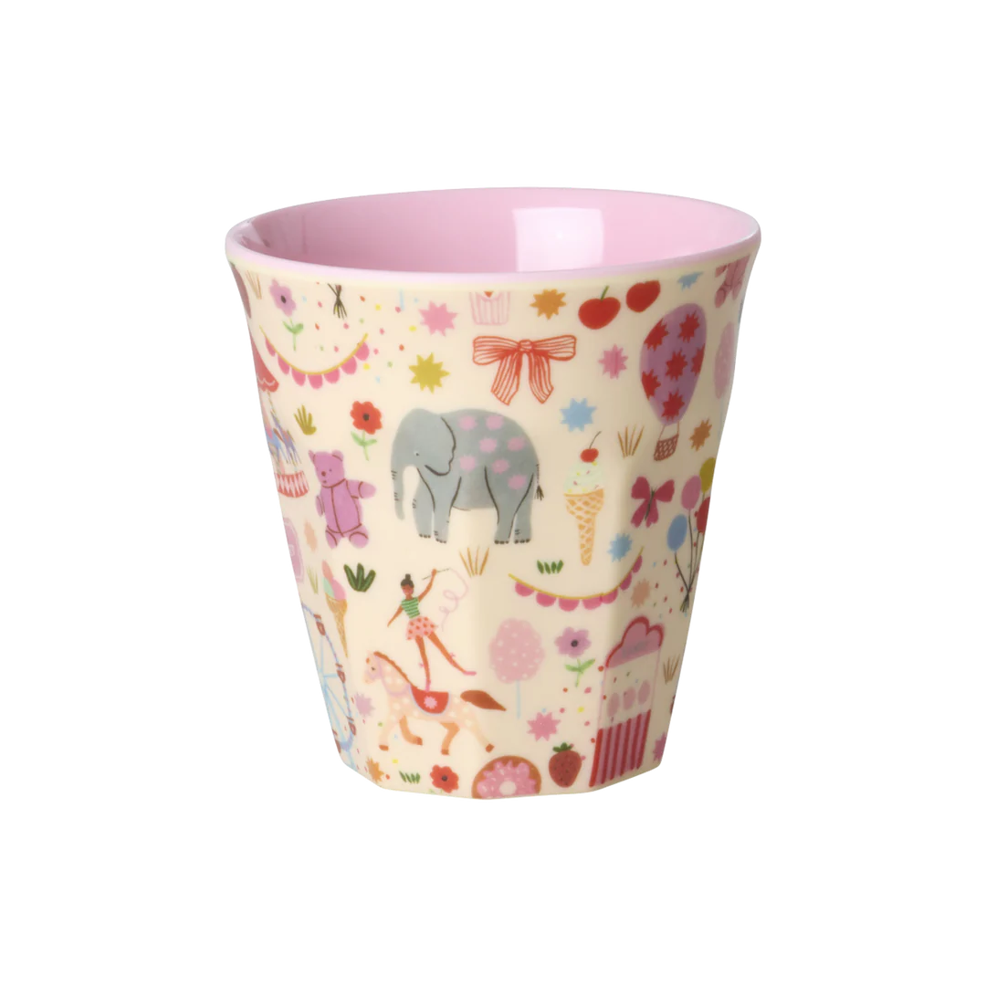 RICE Melamin-Becher Fun Fair mit Jahrmarkt-Motiv, 250 ml – Geschenk zum Kindergeburtstag