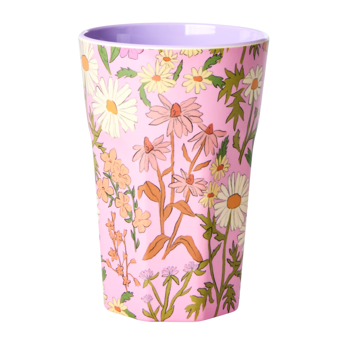 RICE großer Melamin-Becher Daisy Dearest in Rosa mit Blumen – Geschenkidee zum Muttertag