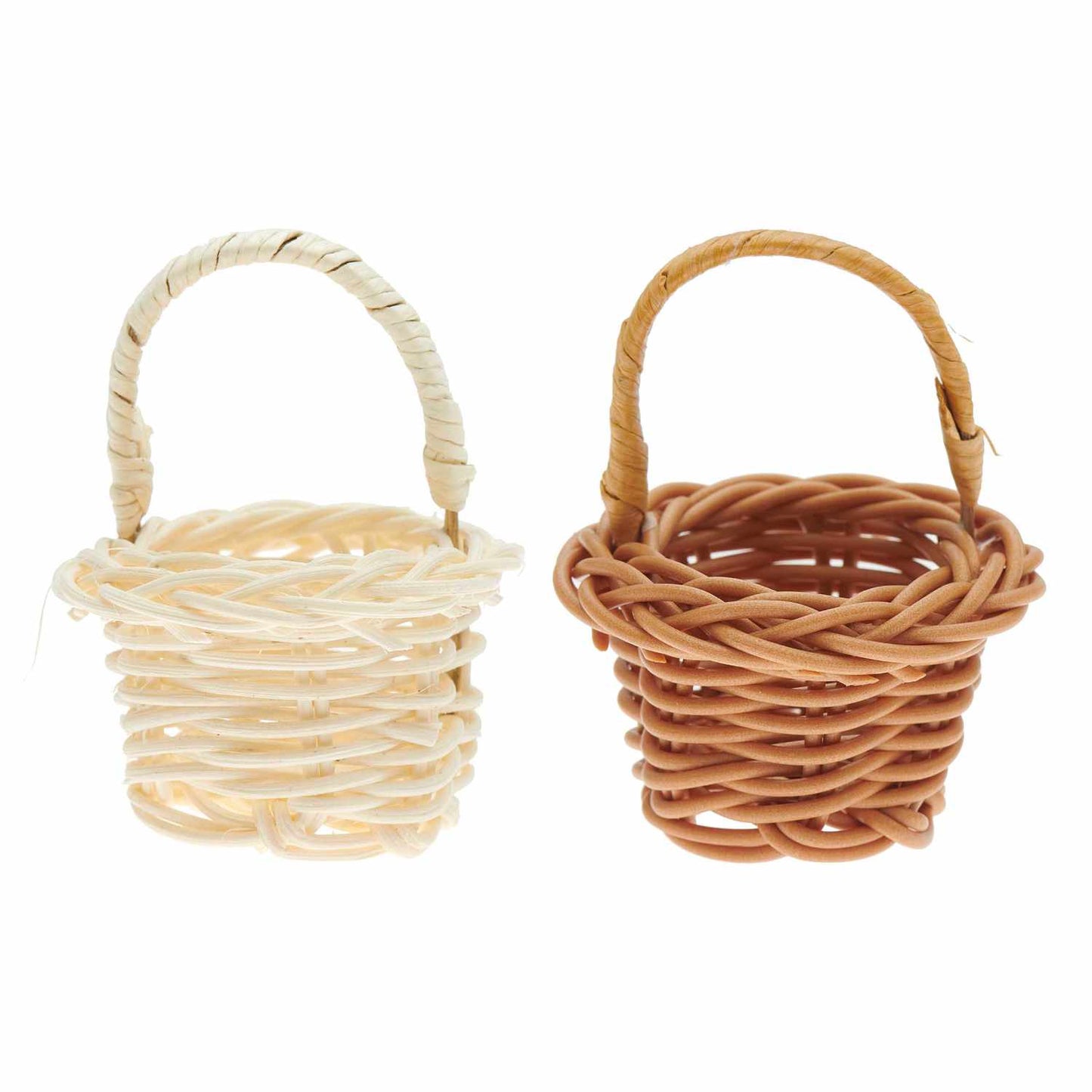 Brauner Miniatur Korb mit Henkel als Zubehör für die Wichtelwelt